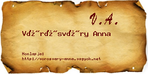 Vörösváry Anna névjegykártya